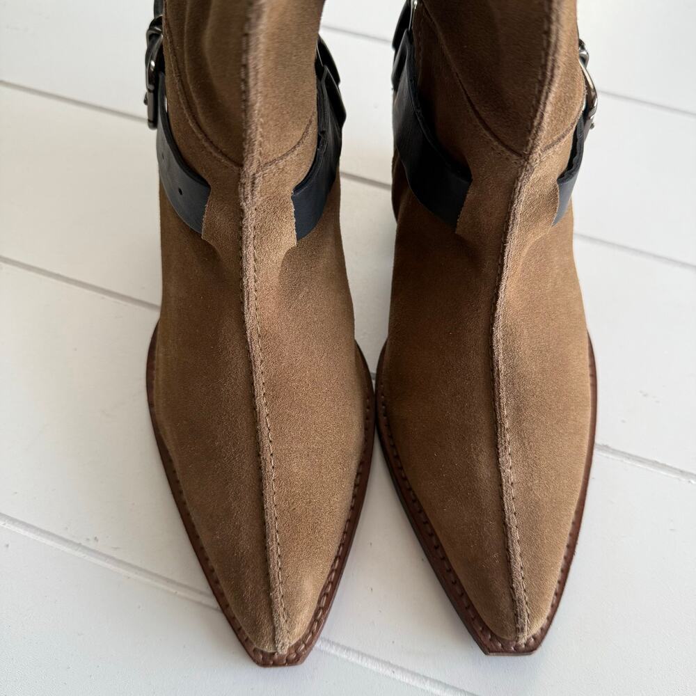 Free People slouch boots back-lace slouchy tall boots leather suede fringe - Picture 12 of 12